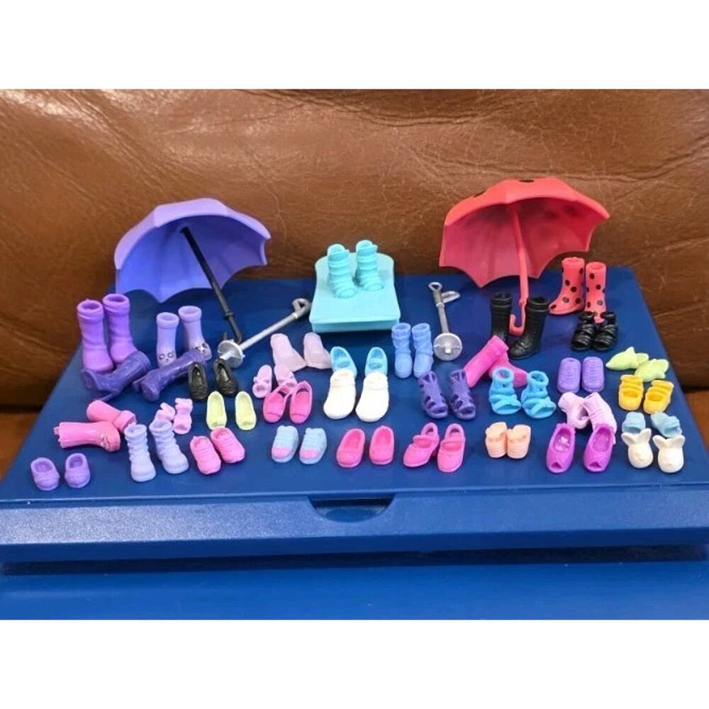 Polly Pocket Accessories Replacement 33 Shoes Snowboard 2 Umbrella Lot